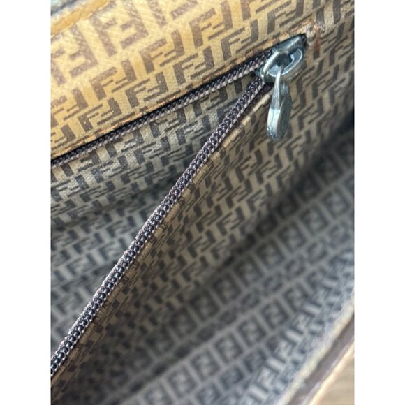 Fendi Roma Zucca Monogram Crossbody Bag Vintage Brown Leather & Canvas Italy - Picture 8 of 11